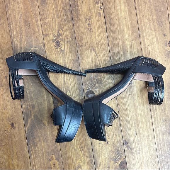 Rachel Zoe Black platform stilettos with snakeskin details size 9.5 - Picture 12 of 14